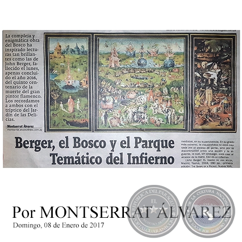 BERGER, EL BOSCO Y EL PARQUE TEMÁTICO DEL INFIERNO - Por MONTSERRAT ÁLVAREZ - Domingo, 08 de Enero de 2017